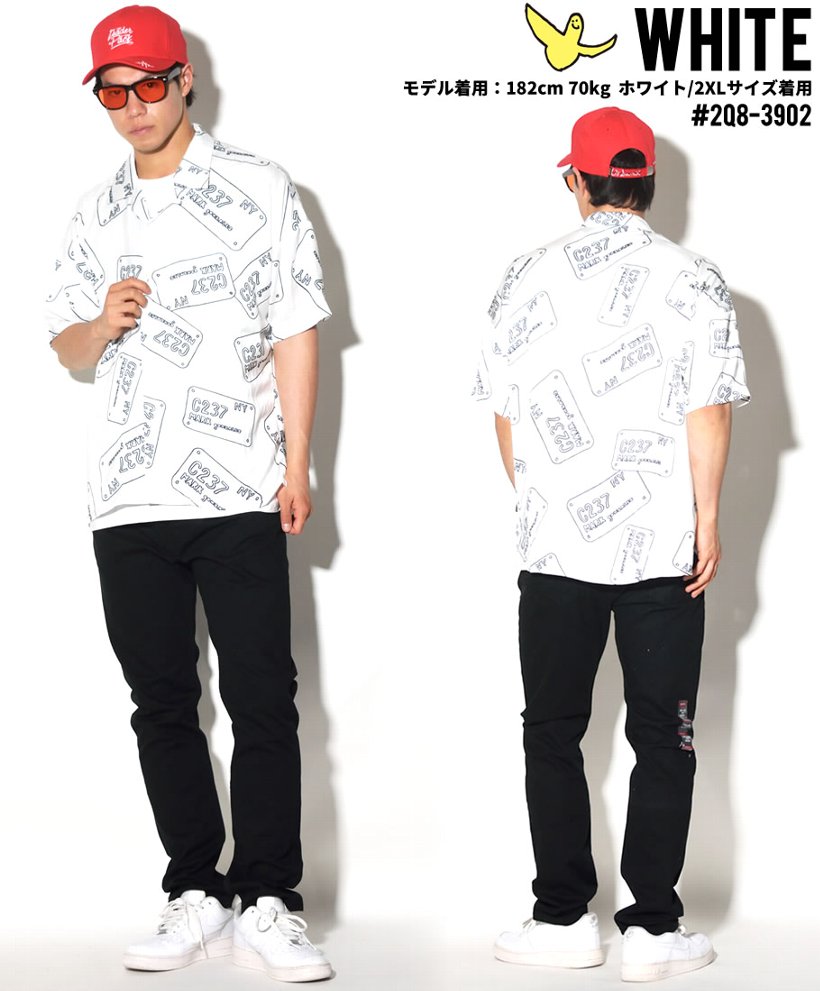 マークゴンザレス オープンカラーシャツ メンズ MARK GONZALES 2G8-3902 黒 白