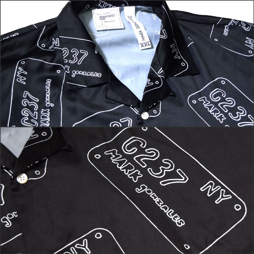 マークゴンザレス オープンカラーシャツ メンズ MARK GONZALES 2G8-3902 黒 白