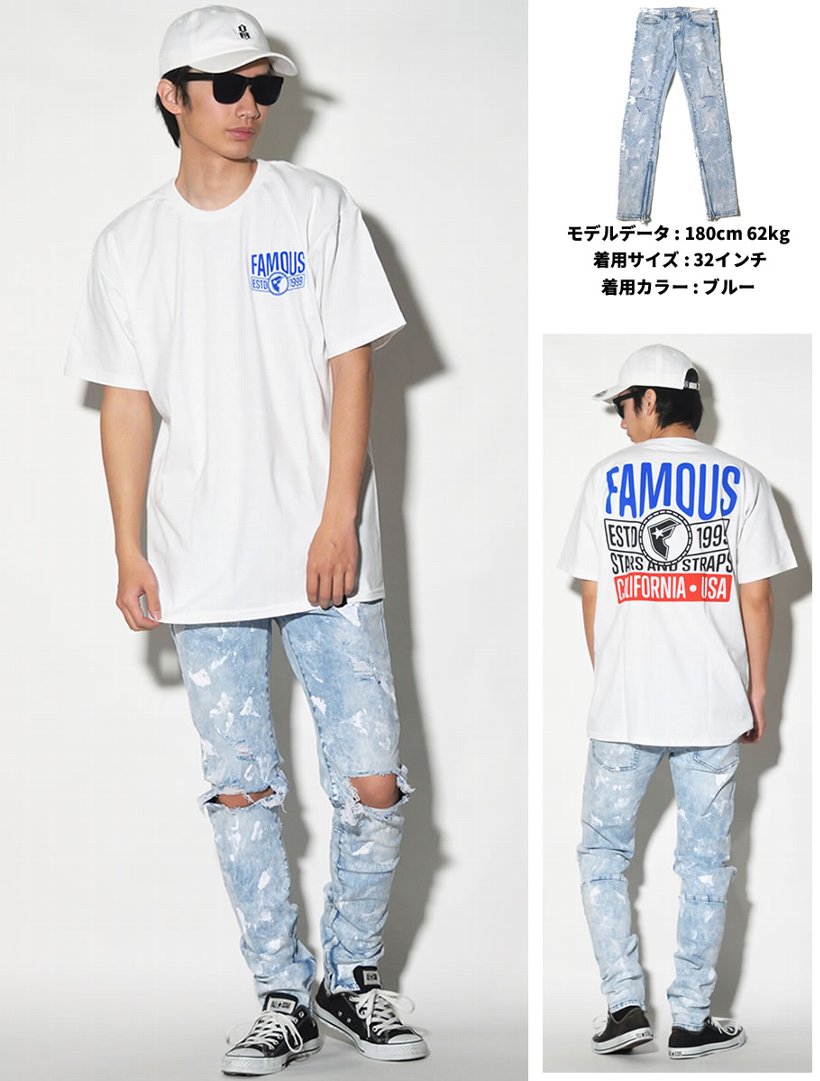 mnml デニム ダメージ ジーンズ スキニー スリム ミニマル 裾ZIP付き モード ストリート