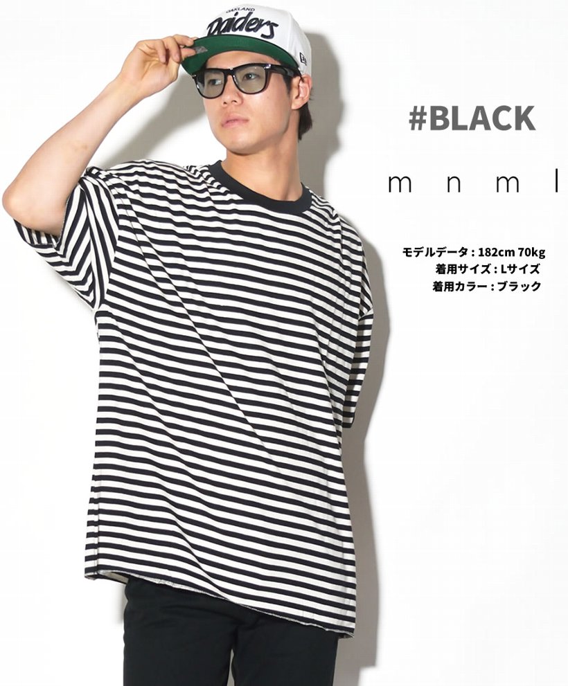 mnml Tシャツ メンズ 半袖 STRIPED DROP TEE ボーダー柄 18ML-SP326T 2018春夏 新作