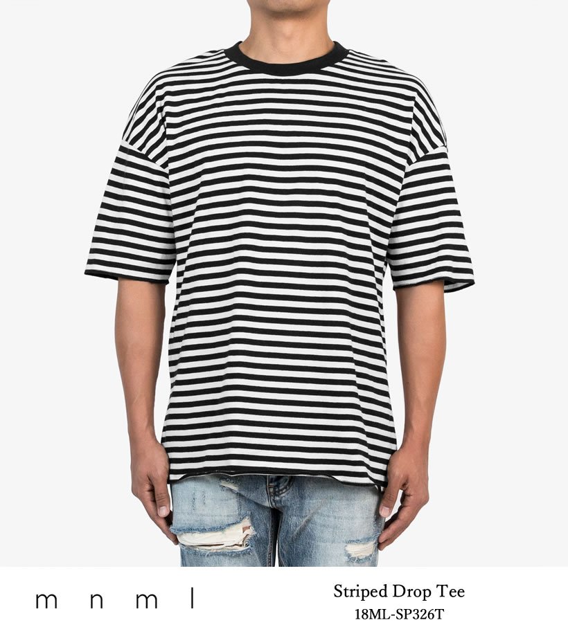 mnml Tシャツ メンズ 半袖 STRIPED DROP TEE ボーダー柄 18ML-SP326T 2018春夏 新作