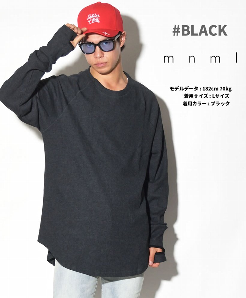 mnml ミニマル Tシャツ メンズ 長袖 THERMAL THUMBHOLE RAGLAN L/S TEE サーマルロンT 無地 18ML-SP416L