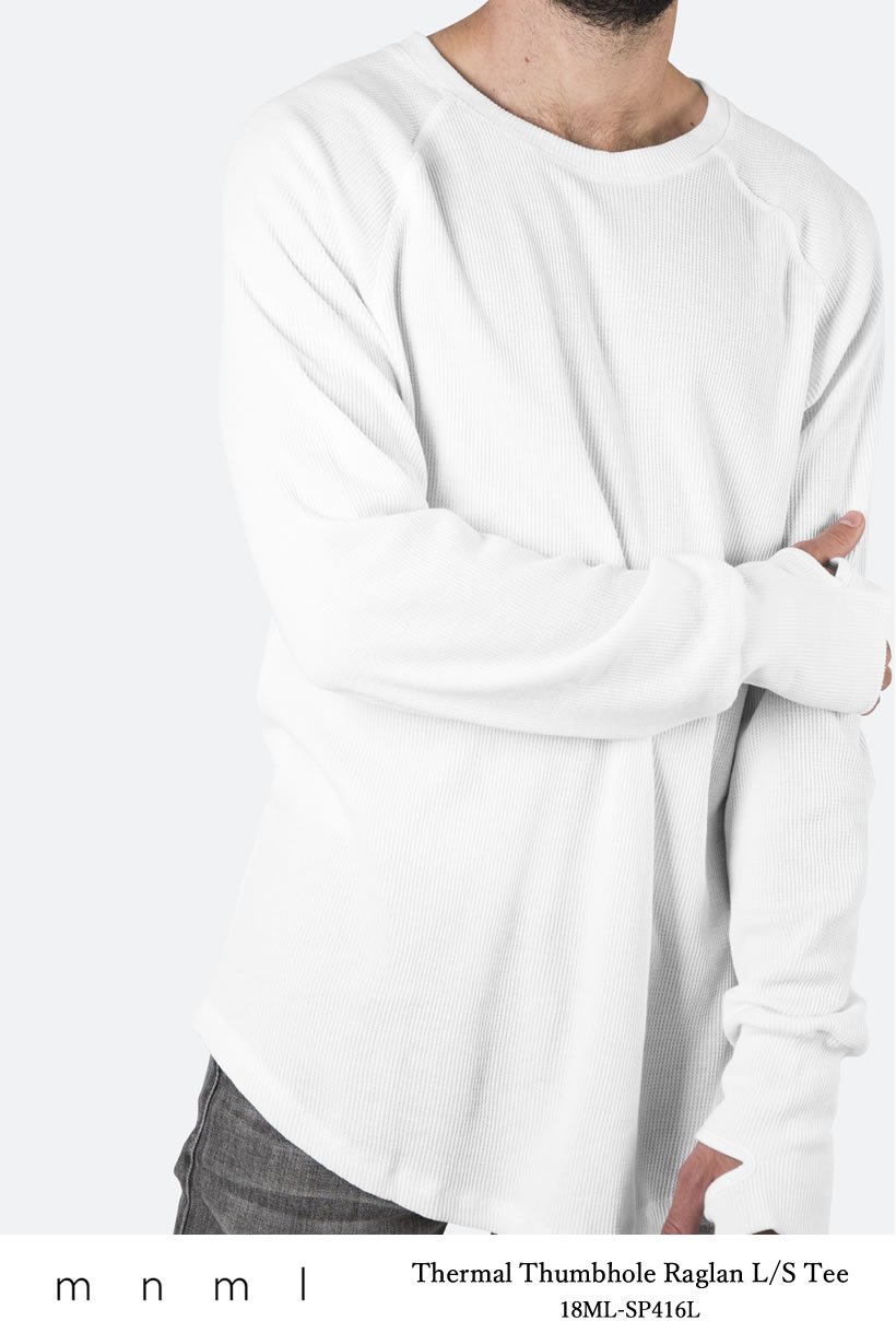 mnml ミニマル Tシャツ メンズ 長袖 THERMAL THUMBHOLE RAGLAN L/S TEE サーマルロンT 無地 18ML-SP416L
