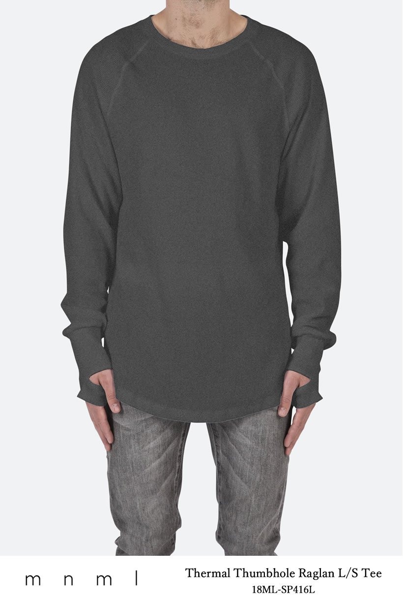 mnml ミニマル Tシャツ メンズ 長袖 THERMAL THUMBHOLE RAGLAN L/S TEE サーマルロンT 無地 18ML-SP416L