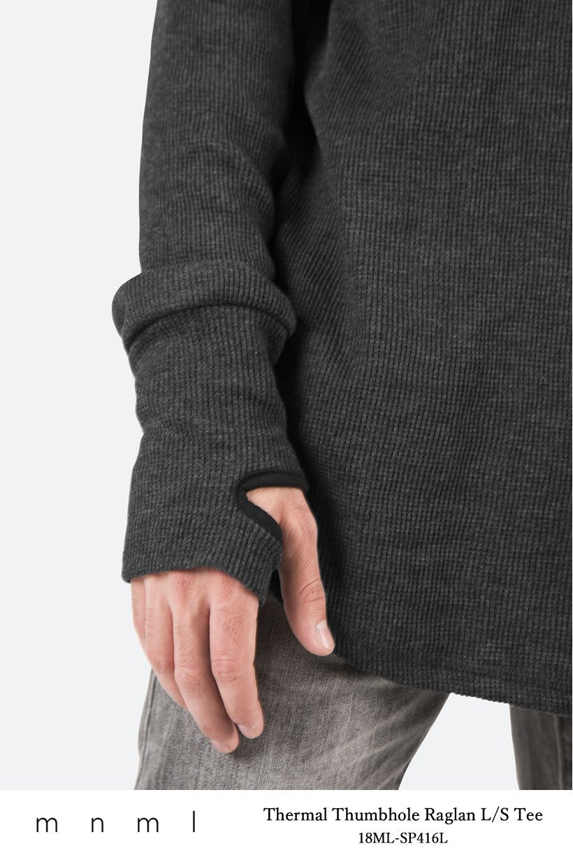 mnml ミニマル Tシャツ メンズ 長袖 THERMAL THUMBHOLE RAGLAN L/S TEE サーマルロンT 無地 18ML-SP416L