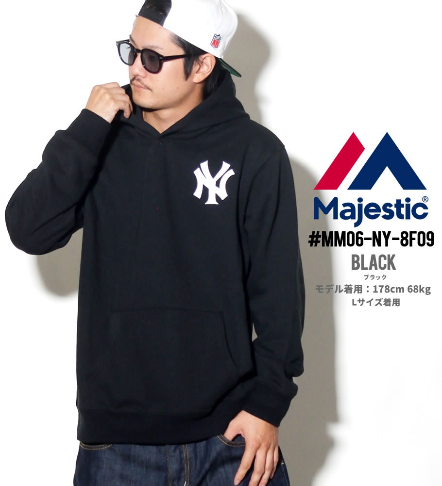 パーカー メンズ Majestic マジェスティック プルオーバー NYロゴ MM06-NY-8F09 白 黒 2018秋冬 新作