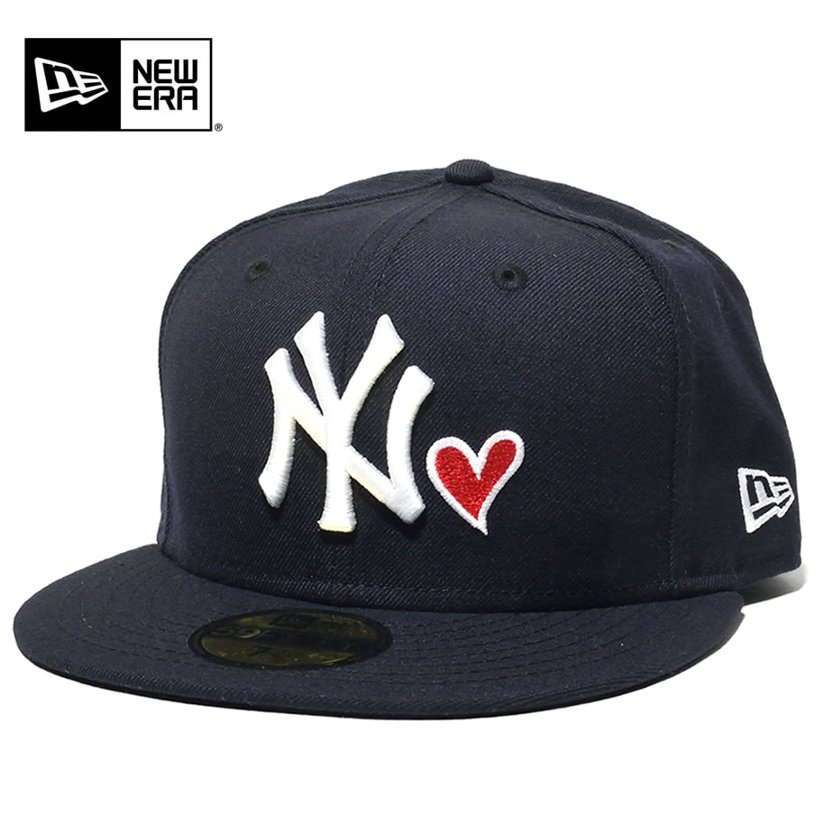 NEWERA ニューエラ ベースボールキャップ 59FIFTY MLBハート ニューヨーク・ヤンキース ネイビー × ホワイト レッドハート 11409417