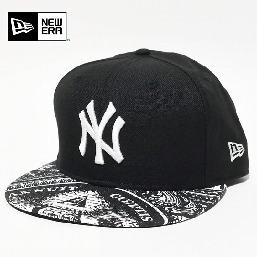 ニューエラ キャップ メンズ スナップバックキャップ 帽子 New Era 9FIFTY ダラー ニューヨーク・ヤンキース ブラック×ホワイト プリントバイザー 2017秋冬 新作