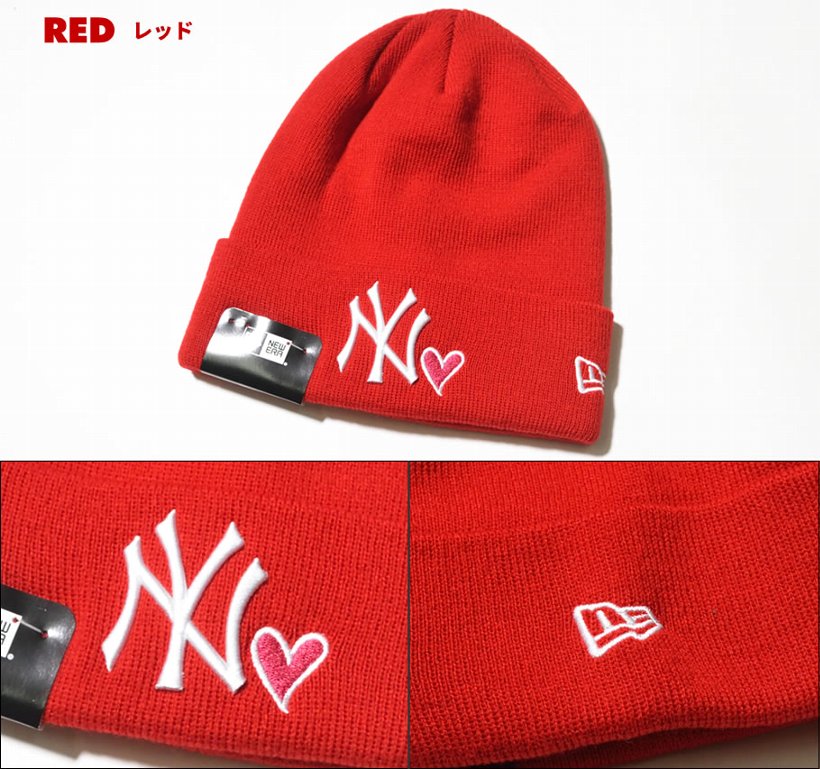 ニューエラ キャップ メンズ ニットキャップ 帽子 New Era ベーシック・カフニット ニューヨーク・ヤンキース ウィズ ハート 2017秋冬 新作