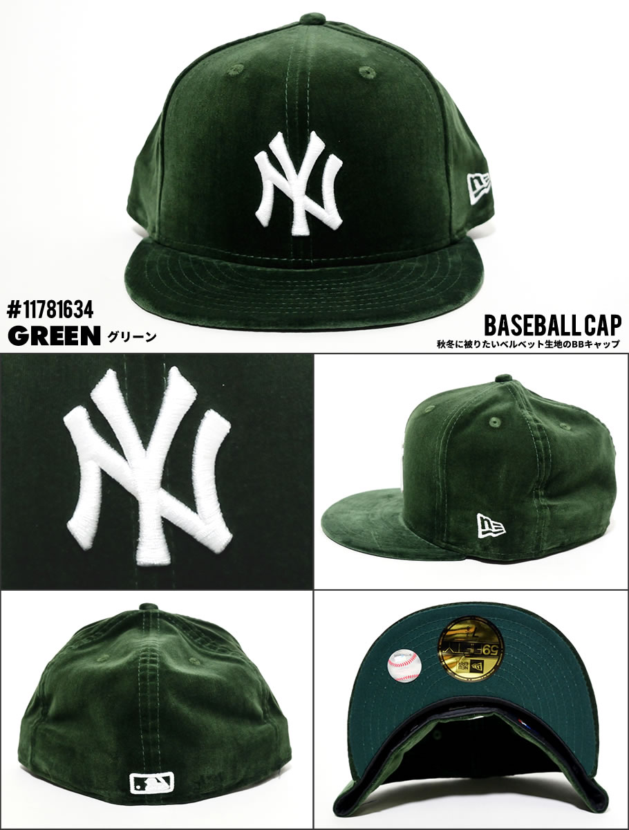 ニューエラ キャップ メンズ 帽子 ベースボールキャップ NEWERA 59FIFTY ベルベット ニューヨーク・ヤンキース 11781634 緑 2018秋冬 新作 いい買物の日