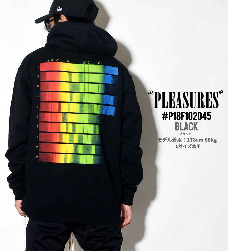 PLEASURES プレジャーズ プルオーバーパーカー メンズ スウェット 裏起毛 SPECTRUM HOODY 黒 大きいサイズ 2018秋冬 新作