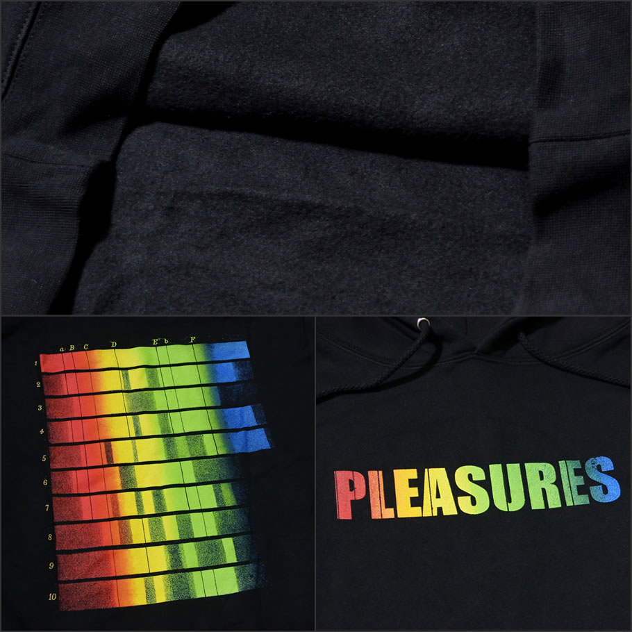 PLEASURES プレジャーズ プルオーバーパーカー メンズ スウェット 裏起毛 SPECTRUM HOODY 黒 大きいサイズ 2018秋冬 新作