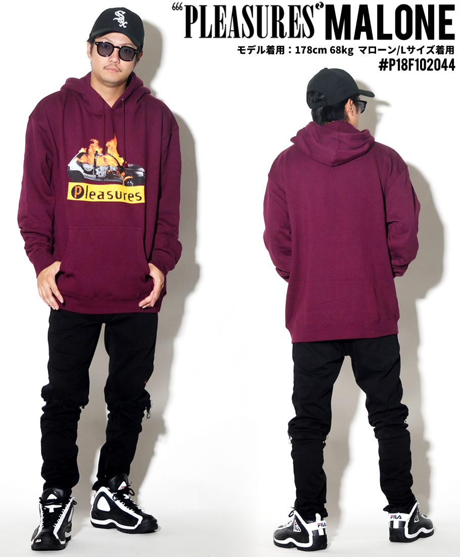 PLEASURES プレジャーズ プルオーバーパーカー メンズ スウェット 裏起毛 CRASH HOODY 赤 大きいサイズ 2018秋冬 新作