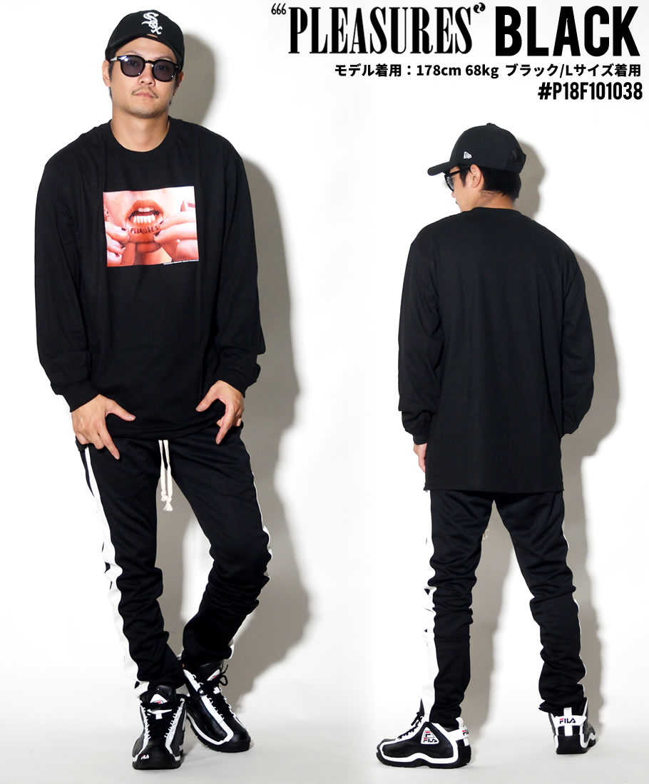 PLEASURES プレジャーズ Tシャツ メンズ 長袖 ロンT プリント TATTOO LONG SLEEVE 黒 大きいサイズ 2018秋冬 新作