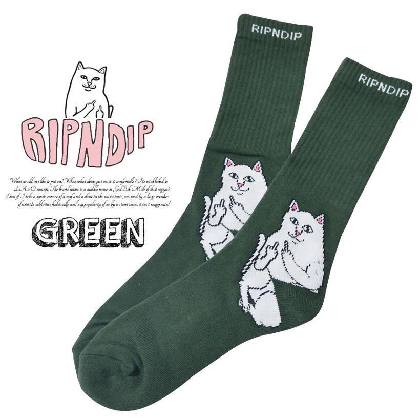 RIPNDIP リップンディップ ハイソックス メンズ 靴下 猫 キャット スケートボード スケーター ストリート ブランド