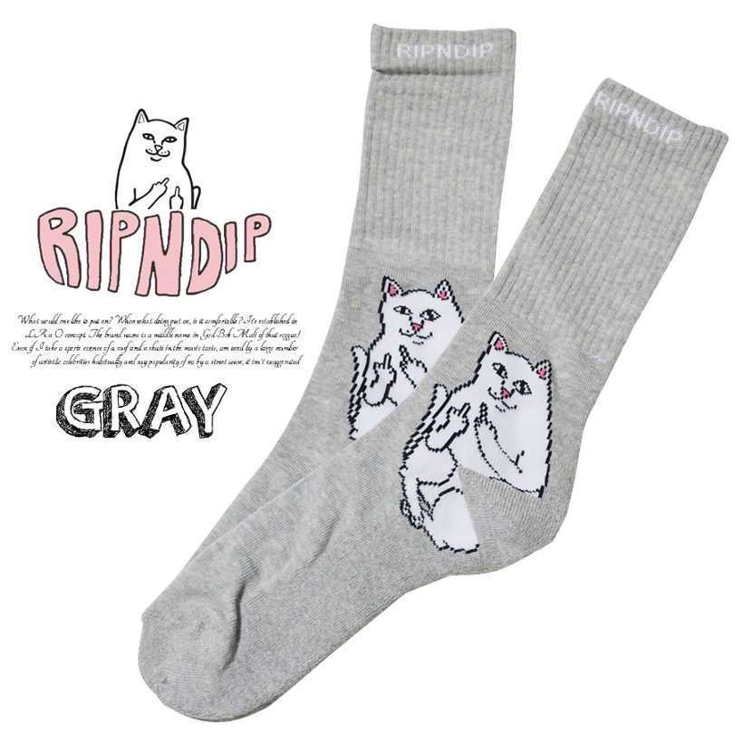 RIPNDIP リップンディップ ハイソックス メンズ 靴下 猫 キャット スケートボード スケーター ストリート ブランド