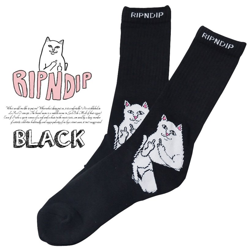 RIPNDIP リップンディップ ハイソックス メンズ 靴下 猫 キャット スケートボード スケーター ストリート ブランド
