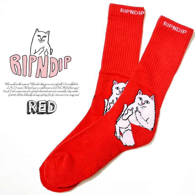 RIPNDIP リップンディップ ハイソックス メンズ 靴下 猫 キャット スケートボード スケーター ストリート ブランド