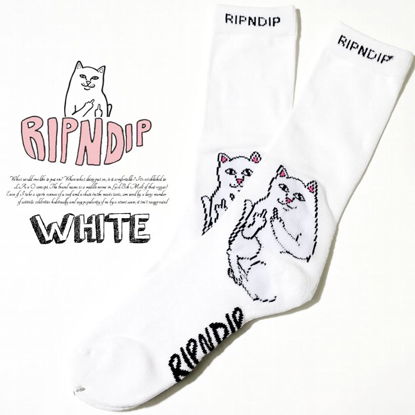 RIPNDIP リップンディップ ハイソックス メンズ 靴下 猫 キャット スケートボード スケーター ストリート ブランド