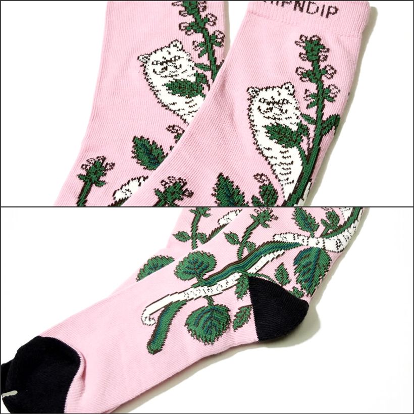 RIPNDIP リップンディップ ハイソックス メンズ 靴下 猫 キャット スケートボード スケーター ストリート ブランド ピンク
