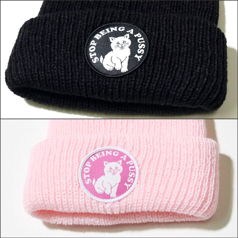 RIPNDIP リップンディップ ニット帽 ニットキャップ 猫 キャット スケートボード スケーター ストリート ブランド 黒 ピンク