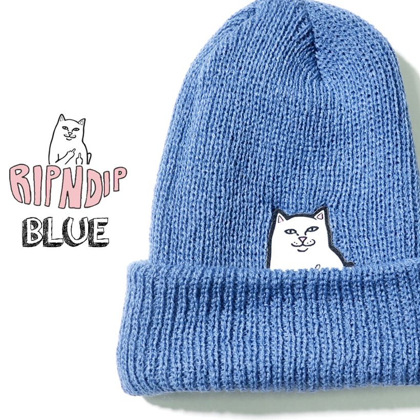 RIPNDIP リップンディップ ニット帽 ニットキャップ 猫 キャット スケートボード スケーター ストリート ブランド 黒 灰 緑