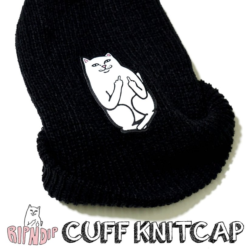 RIPNDIP リップンディップ ニット帽 ニットキャップ 猫 キャット スケートボード スケーター ストリート ブランド 黒 灰 緑