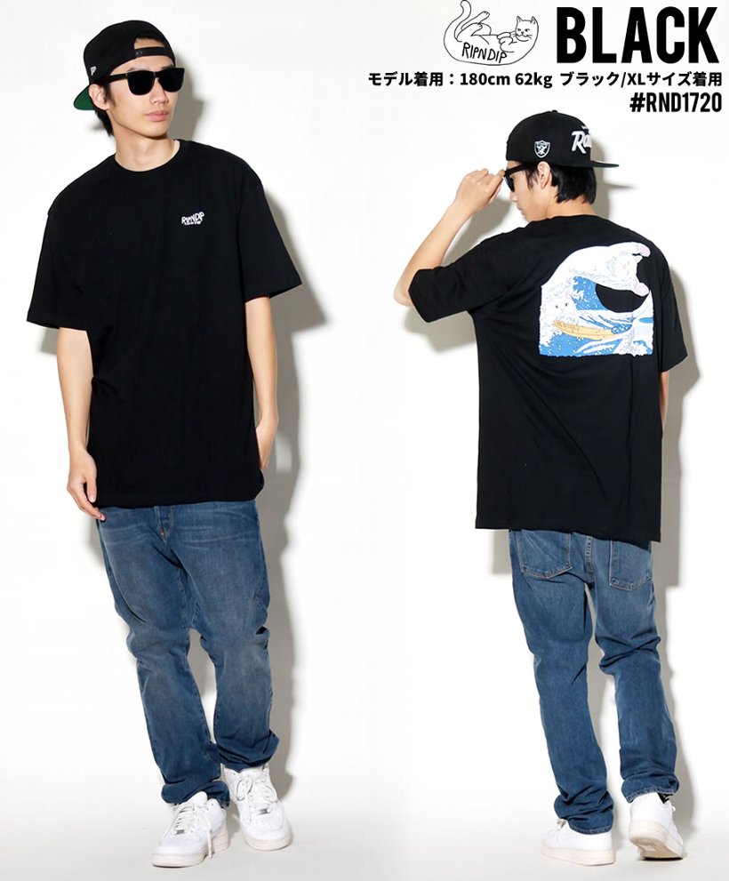 RIPNDIP リップンディップ Tシャツ メンズ おしゃれ ブランド 半袖 大きいサイズ 猫 キャット ストリート ブランド 黒