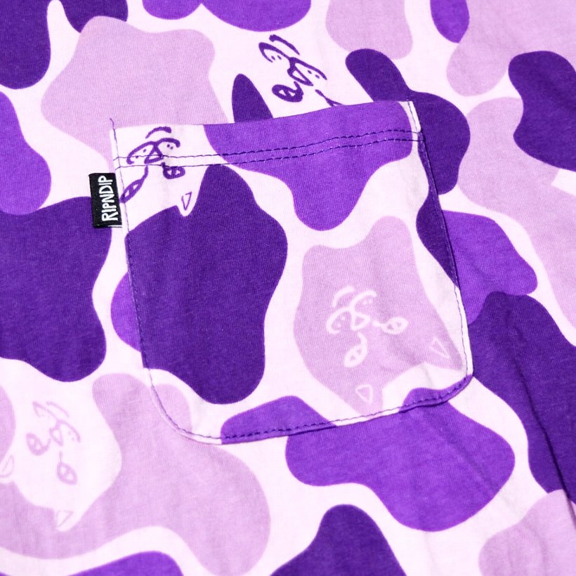 RIPNDIP リップンディップ Tシャツ メンズ おしゃれ ブランド 半袖 胸ポケ 迷彩 大きいサイズ 猫 キャット ストリート ブランド