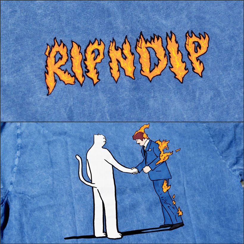 RIPNDIP リップンディップ Tシャツ メンズ おしゃれ ブランド 半袖 ウォッシュ加工 大きいサイズ 猫 キャット ストリート ブランド