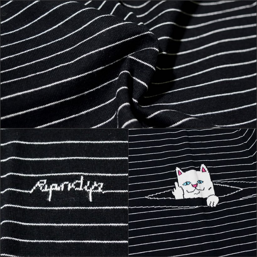 RIPNDIP リップンディップ Tシャツ メンズ 長袖 ロンT おしゃれ ブランド 大きいサイズ ボーダー 猫 キャット ストリート