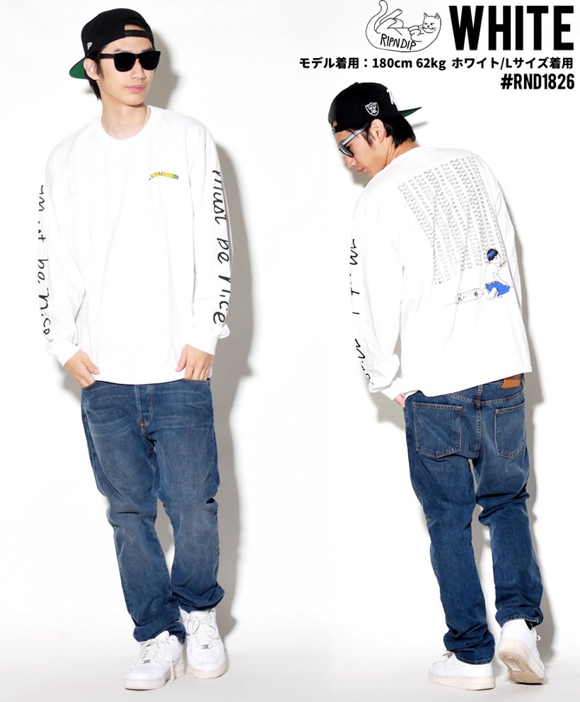RIPNDIP リップンディップ Tシャツ メンズ 長袖 ロンT おしゃれ ブランド 大きいサイズ ストリート 白