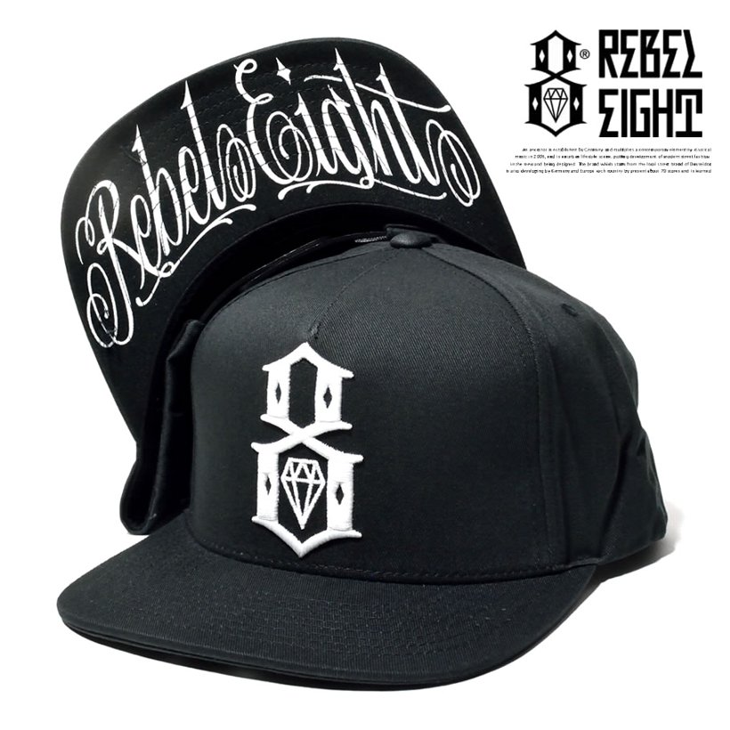 REBEL8 レベルエイト スナップバックキャップ Logo Script Snapback コットンツイルキャップ 帽子 R8SI-05SH6 B系 ストリート系 ファッション