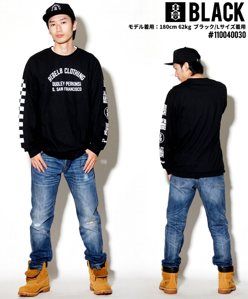REBEL8 × Dudley Perkins Tシャツ メンズ 長袖 ブランド おしゃれ ロゴT パンク ロック ハーレーダビッドソン ローライダー