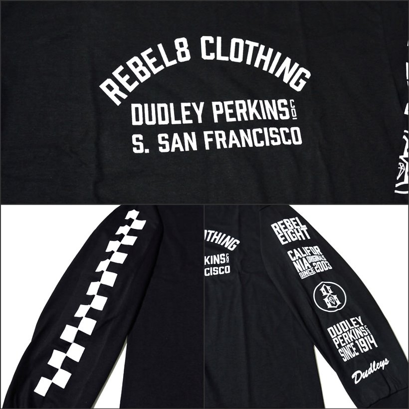 REBEL8 × Dudley Perkins Tシャツ メンズ 長袖 ブランド おしゃれ ロゴT パンク ロック ハーレーダビッドソン ローライダー