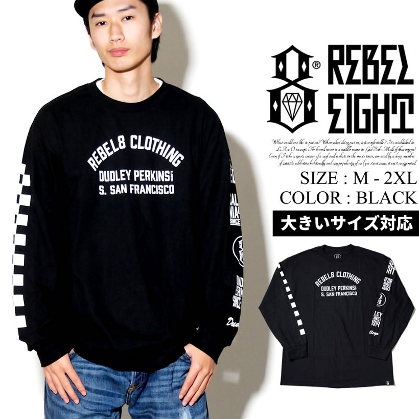 REBEL8 × Dudley Perkins Tシャツ メンズ 長袖 ブランド おしゃれ ロゴT パンク ロック ハーレーダビッドソン ローライダー