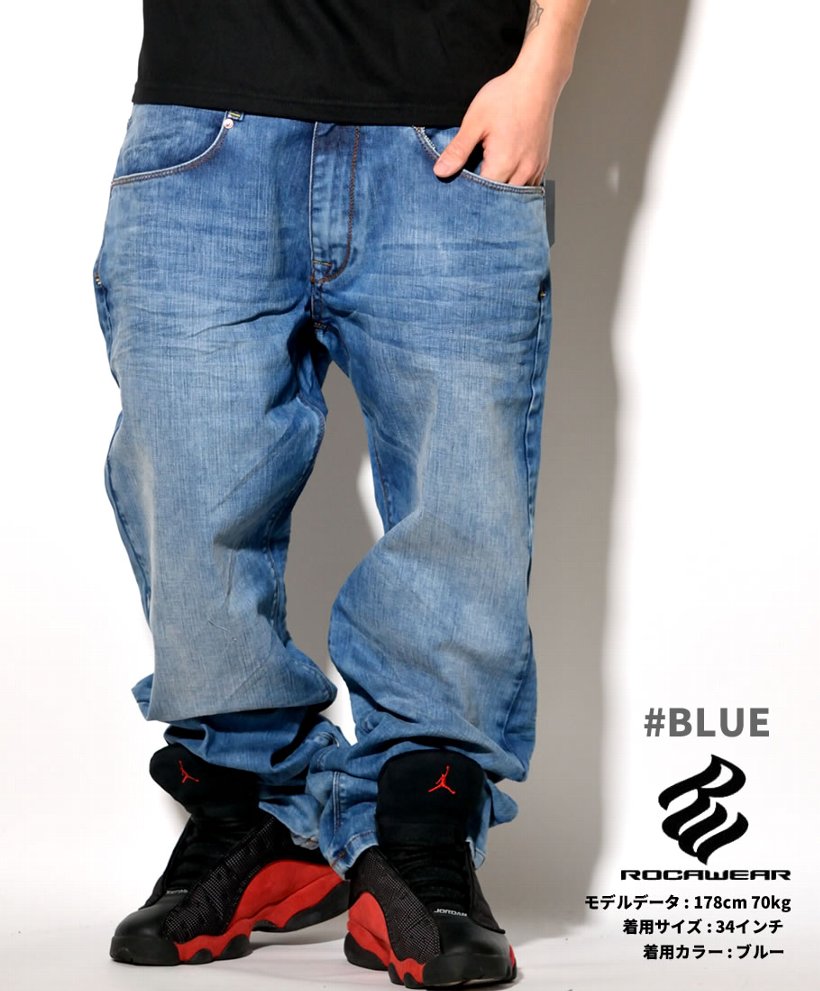 ロカウェア ROCAWEAR ユーロライン デニムパンツ バギーパンツ R1108J200 B系 ストリート系 ファッション 大きいサイズ 2016春新作