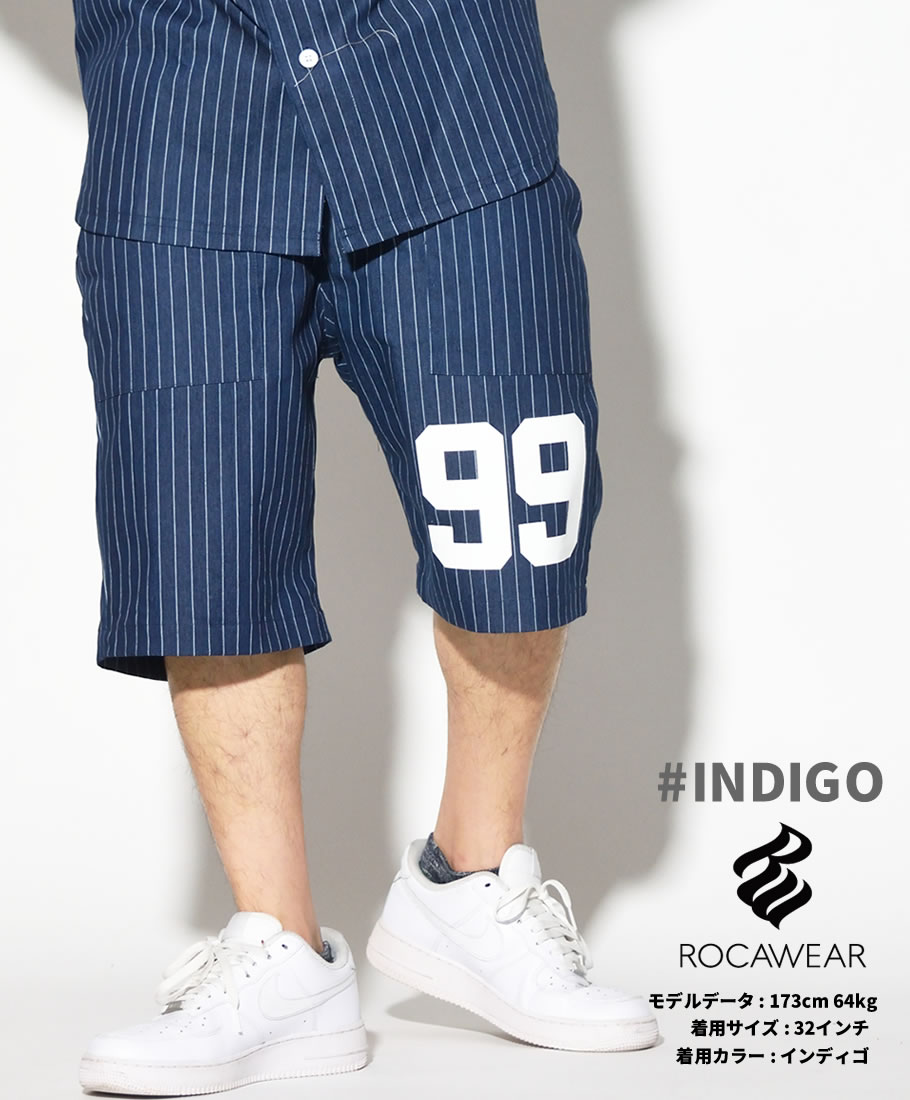ROCA WEAR ロカウェア ストライプ ハーフパンツ ショートパンツ 短パン RW172B03 b系 hiphop ヒップホップファッション RWDT307