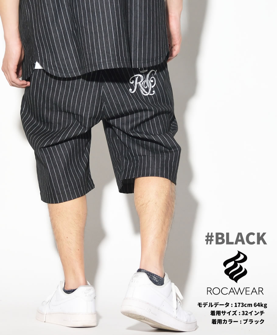 ROCA WEAR ロカウェア ストライプ ハーフパンツ ショートパンツ 短パン RW172B03 b系 hiphop ヒップホップファッション RWDT307