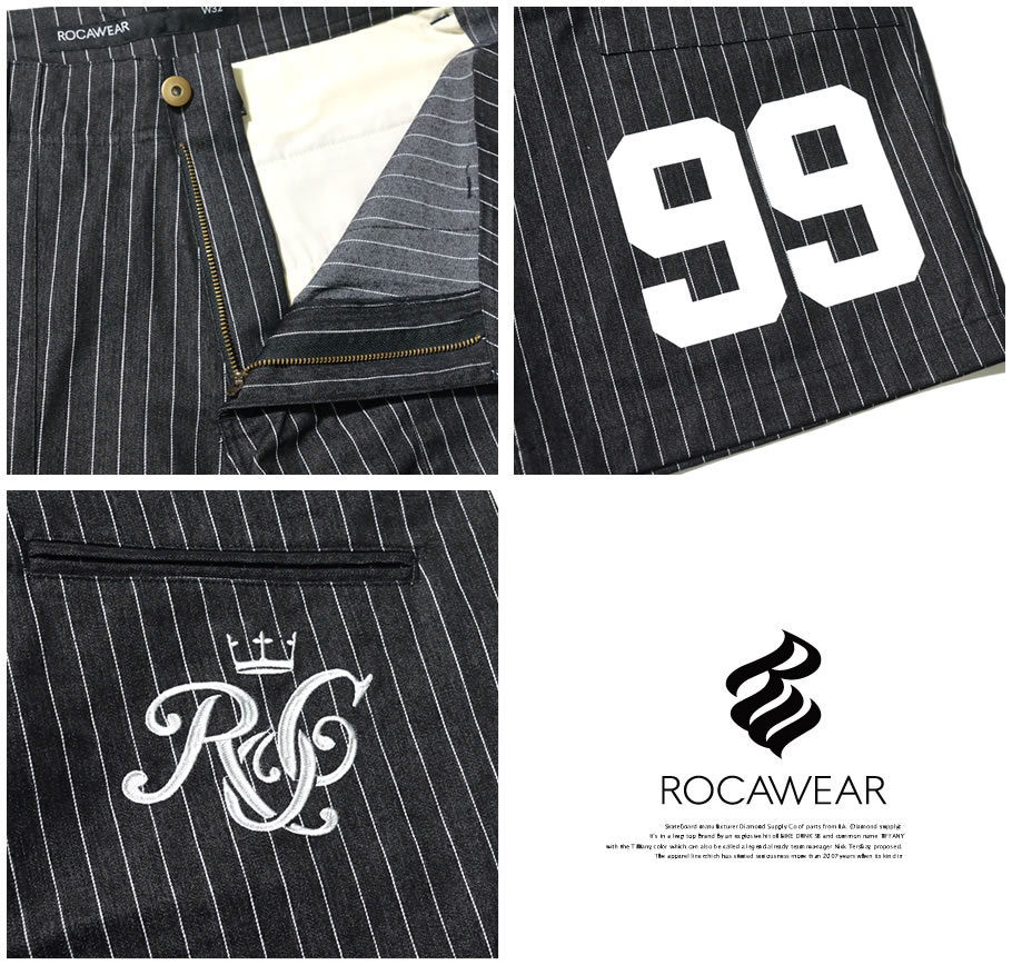 ROCA WEAR ロカウェア ストライプ ハーフパンツ ショートパンツ 短パン RW172B03 b系 hiphop ヒップホップファッション RWDT307
