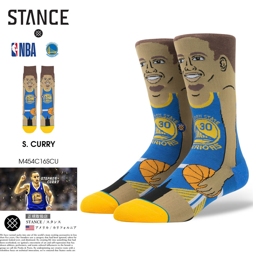STANCE スタンス ソックス 靴下 メンズ ブランド 25cm〜29cm NBA ウォリアーズ ステフィン・カリー スポーツ バスケットボール