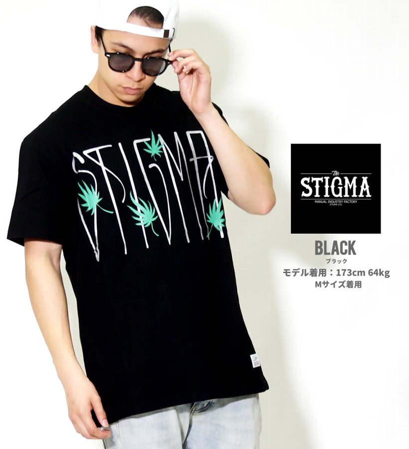 STIGMA スティグマ Tシャツ メンズ 半袖 春 おしゃれ 韓国 ブランド 海外 ロゴ プリント 白 黒