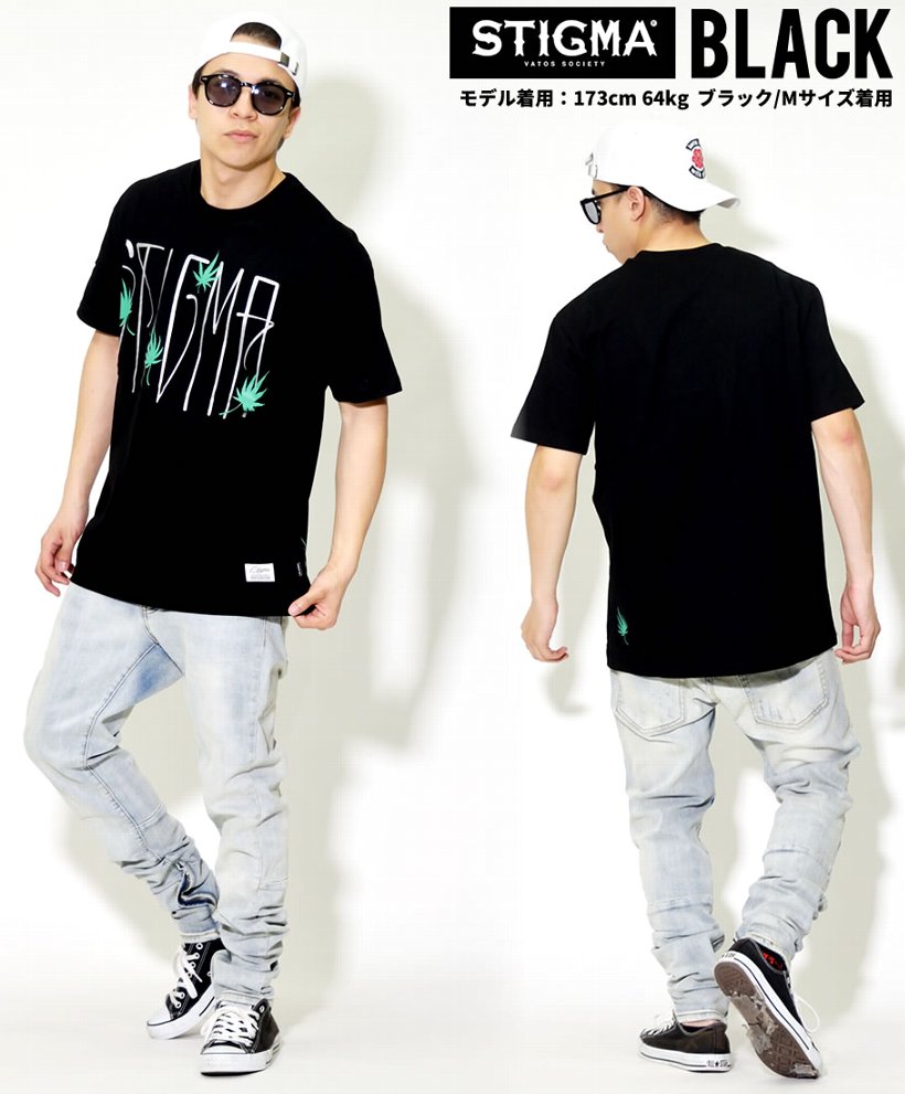STIGMA スティグマ Tシャツ メンズ 半袖 春 おしゃれ 韓国 ブランド 海外 ロゴ プリント 白 黒