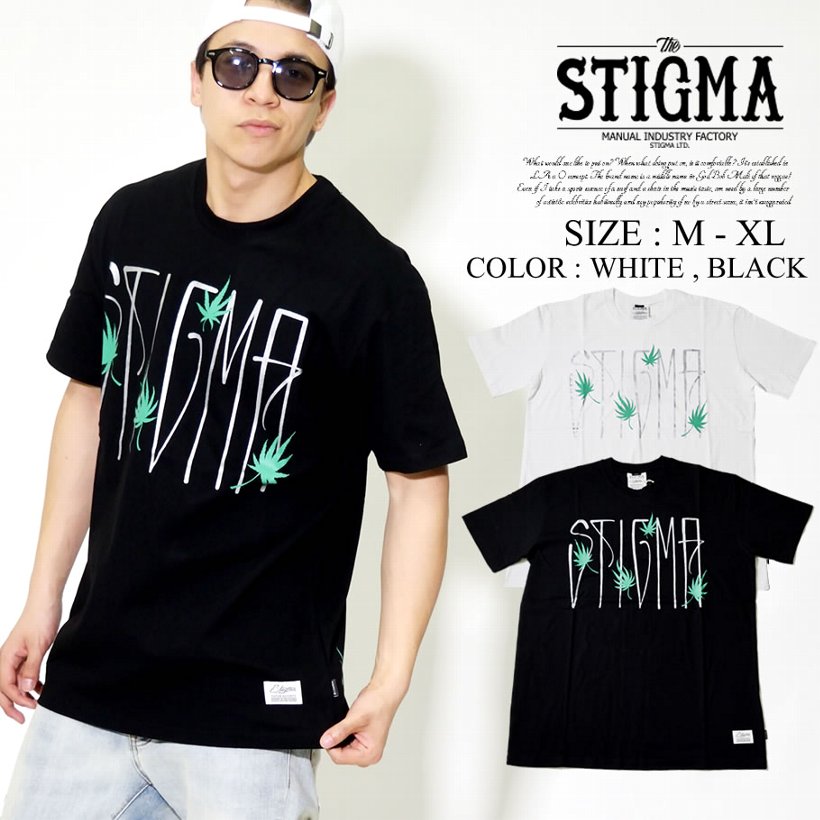 STIGMA スティグマ Tシャツ メンズ 半袖 春 おしゃれ 韓国 ブランド 海外 ロゴ プリント 白 黒