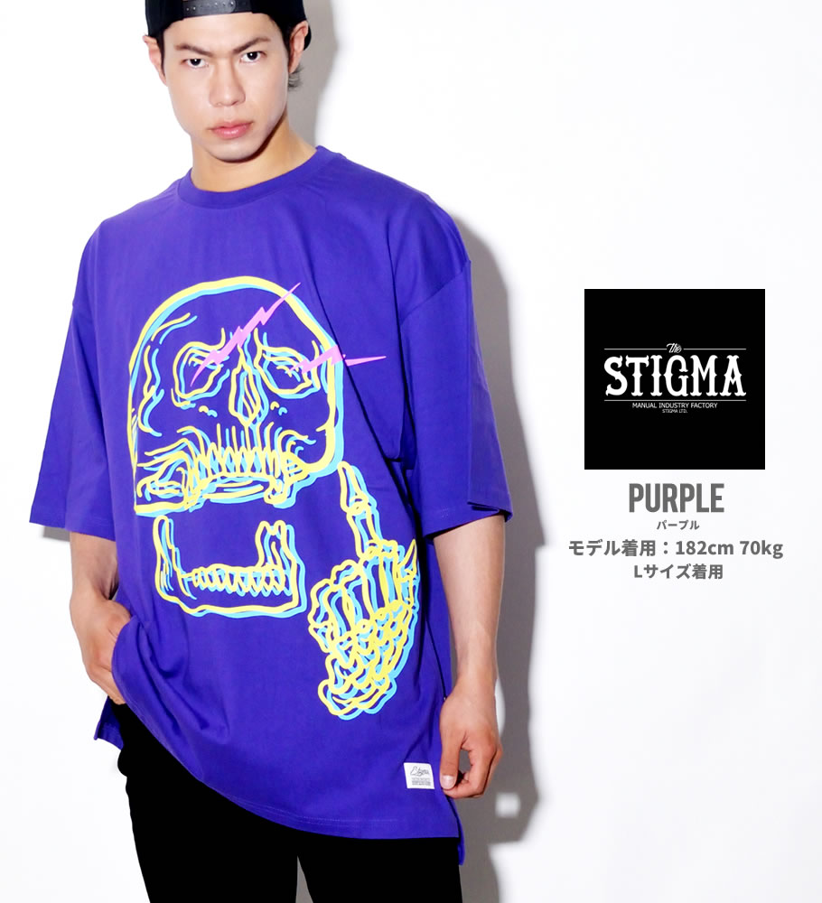STIGMA スティグマ Tシャツ メンズ 半袖 夏 スカル ドクロ 骸骨 ストリート系 hiphop ヒップホップ 韓国 ファッション ブランド 海外 ロゴ プリント