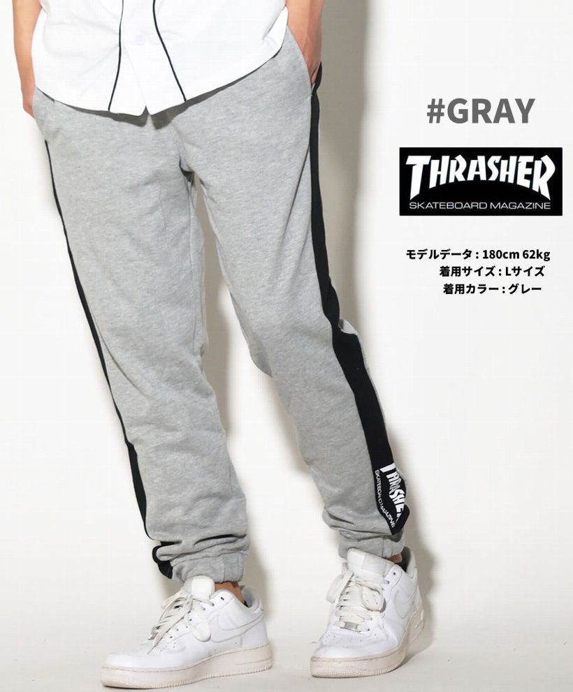 スラッシャー スウェットパンツ メンズ ブランド 細身 ストレート サイドライン スポーツ 大きいサイズ THRASHER