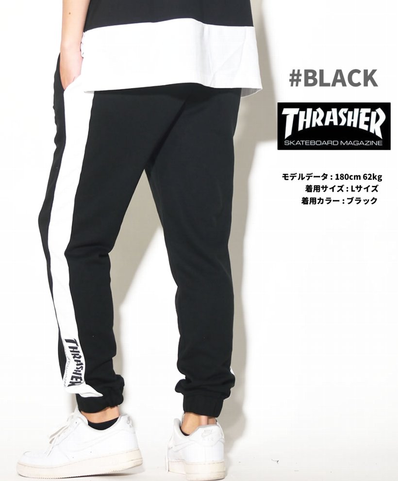 スラッシャー スウェットパンツ メンズ ブランド 細身 ストレート サイドライン スポーツ 大きいサイズ THRASHER