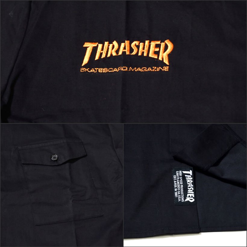 スラッシャー シャツ メンズ 半袖 THRASHER TH5084NBS 白 黒