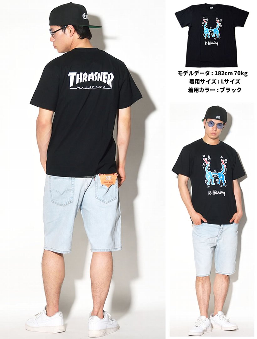 THRASHER × Keith Haring スラ ッシャー×キースへリング コラボ Tシャツ メンズ 半袖