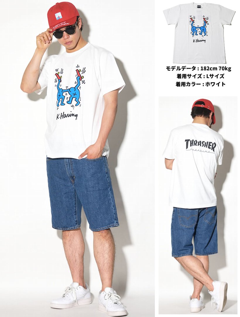 THRASHER × Keith Haring スラ ッシャー×キースへリング コラボ Tシャツ メンズ 半袖